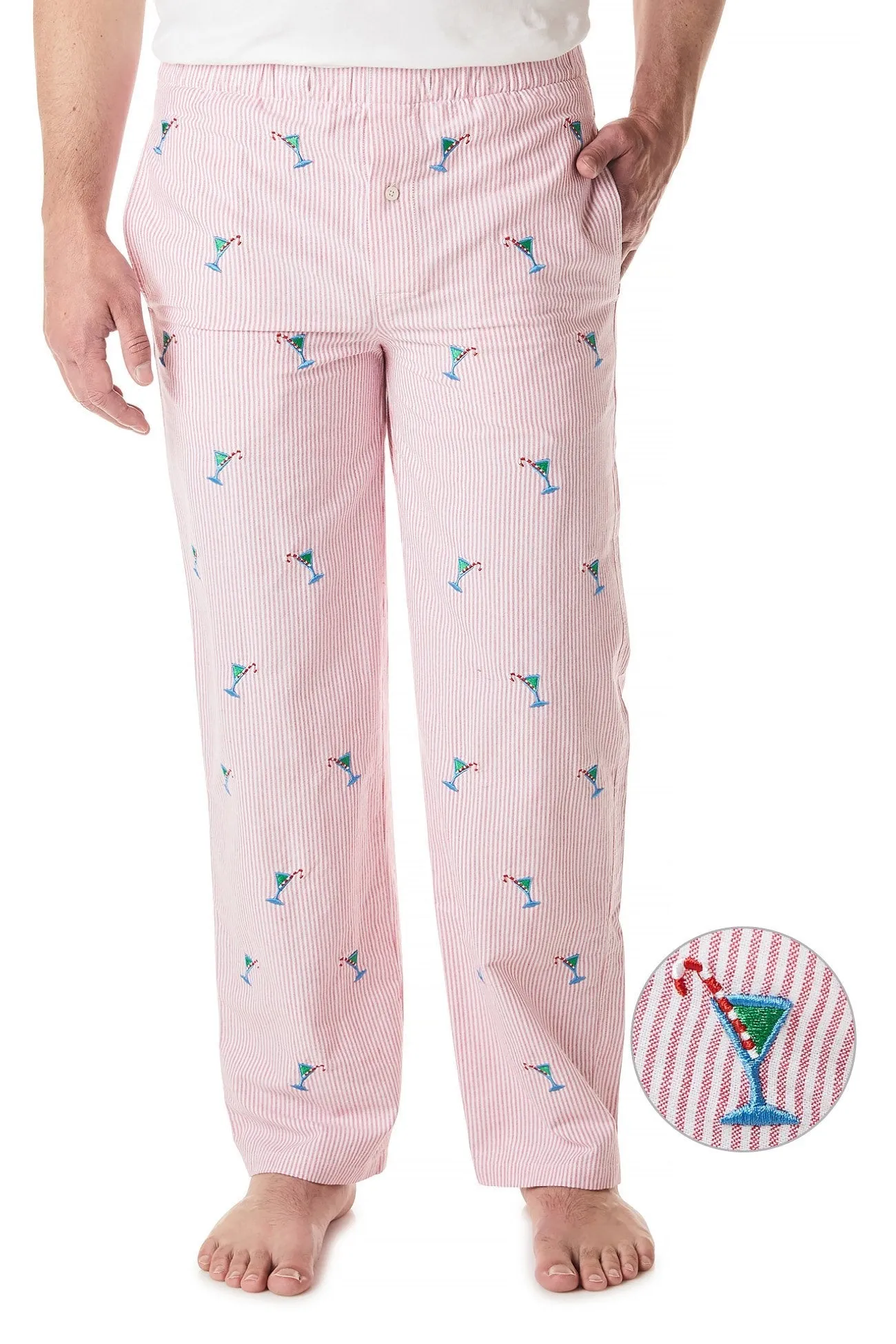 Sleeper Pant Oxford Red Stripe with Martini Candy Cane
