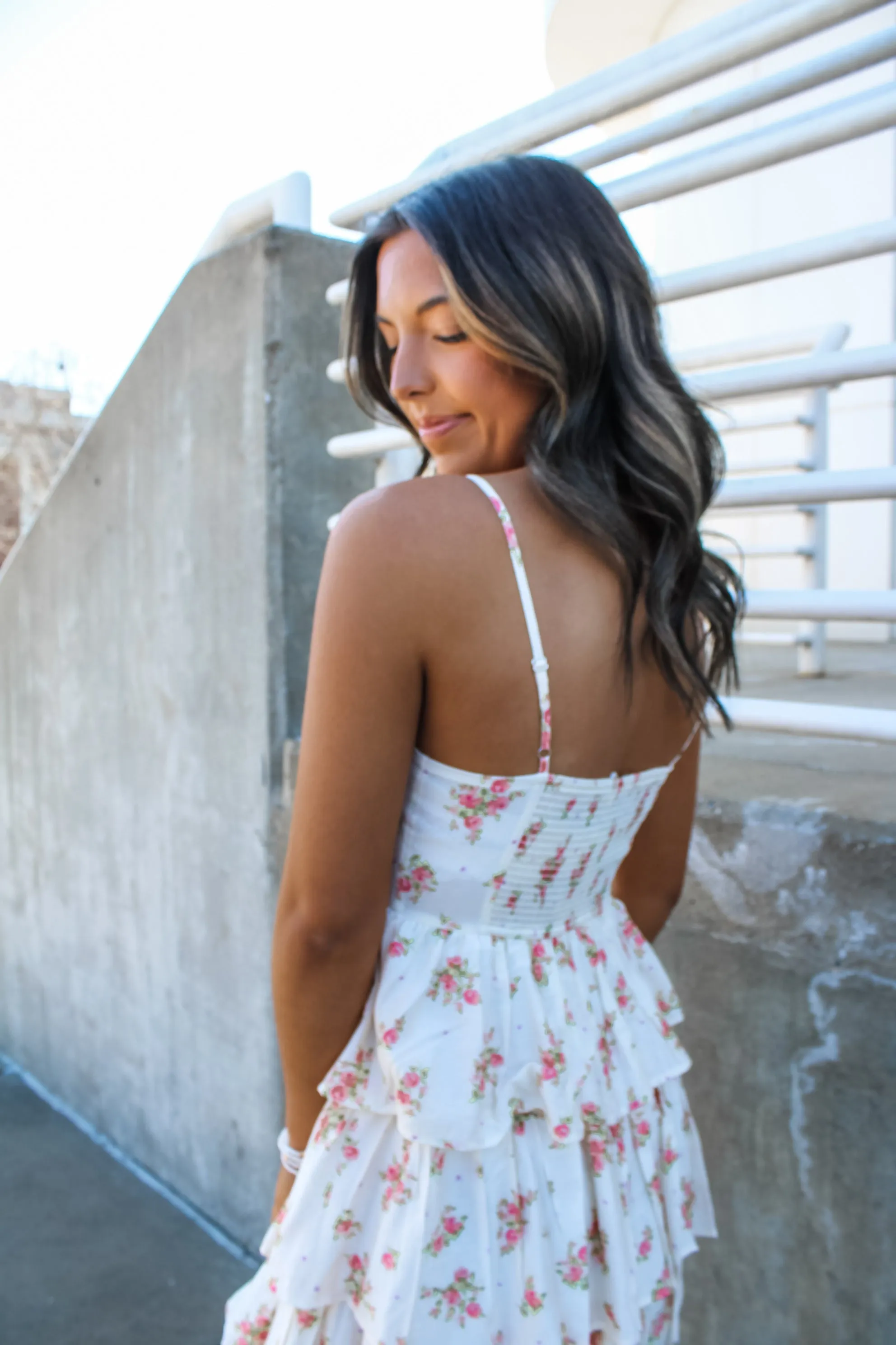 Smell The Roses Corset Detail Dress • Cream