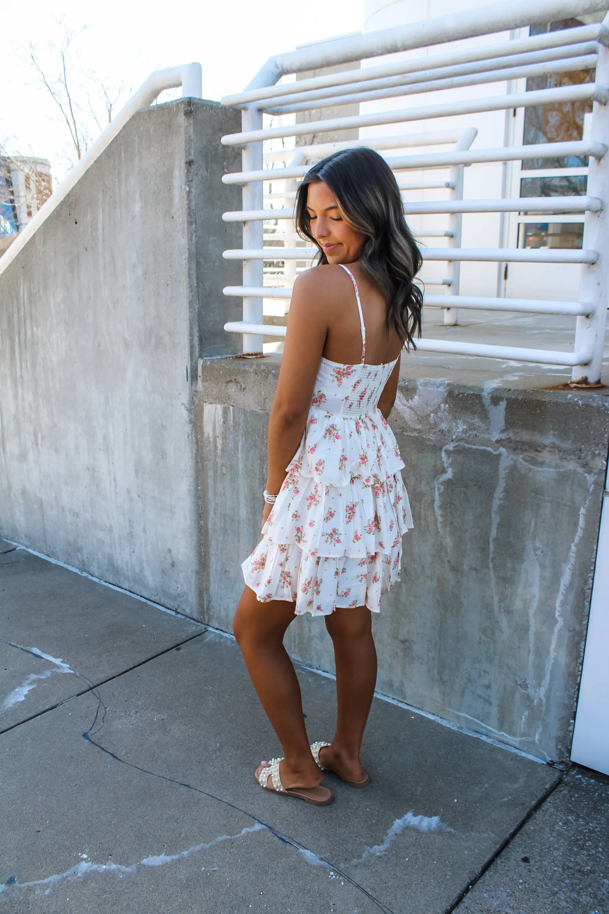 Smell The Roses Corset Detail Dress • Cream