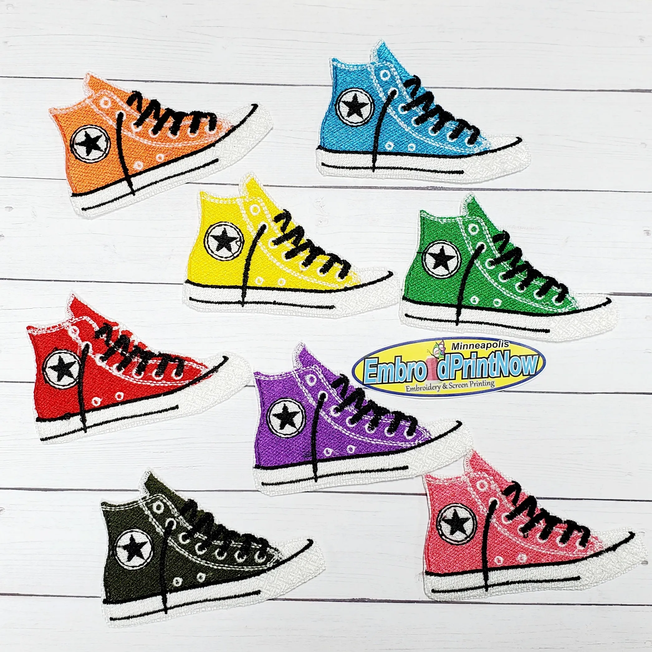 Sneakers Embroidered Patch 3.50 X 2.50 100% Embroidery Iron on Custom Many Colors Patches Iron On