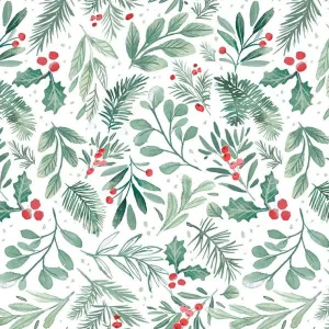 Snow Much Fun Holly & Pine in White by Clara Jean