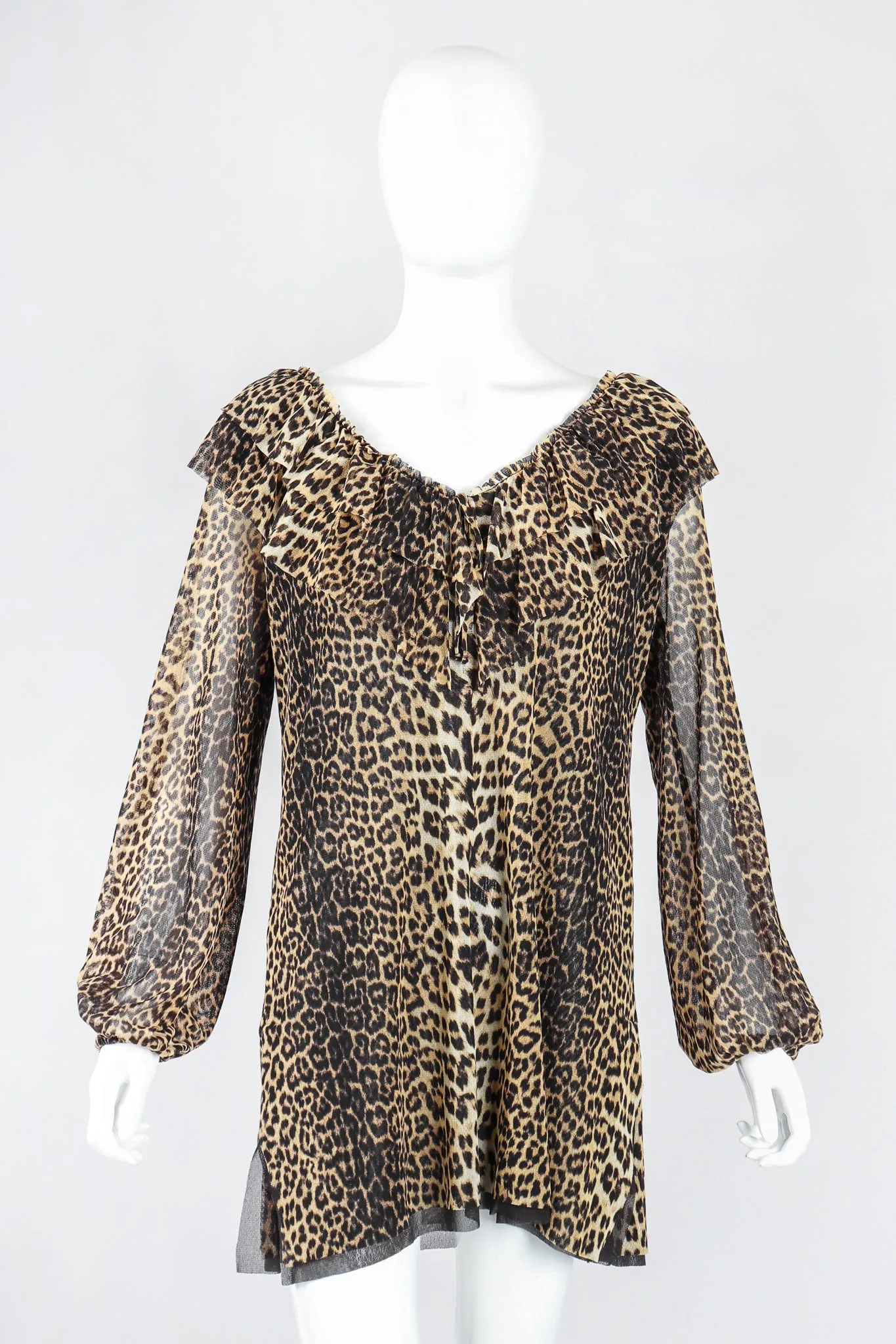 Soleil Leopard Mesh Minidress Tunic