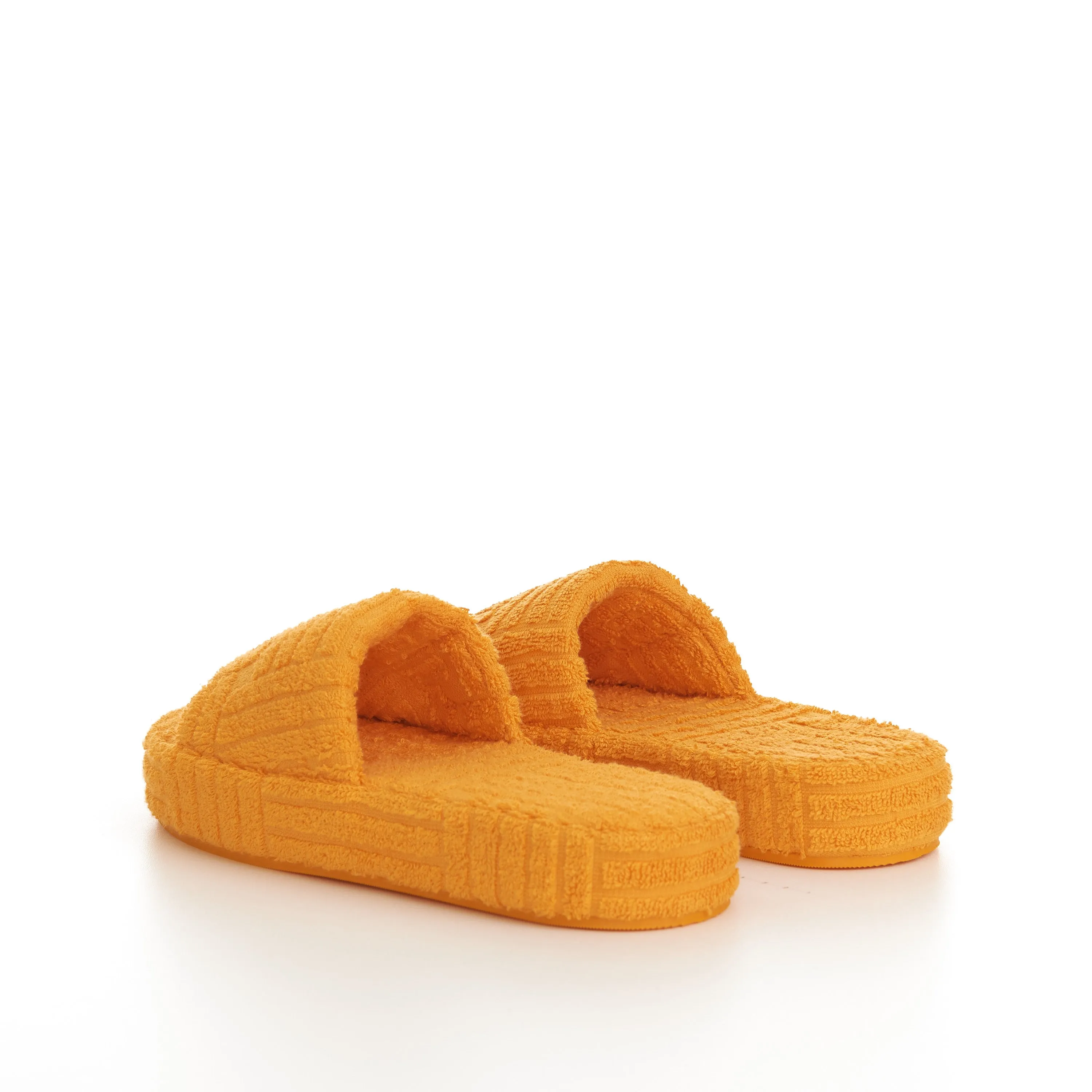 Sponge Slide Sandals In Tangerine Orange Cotton & Rubber