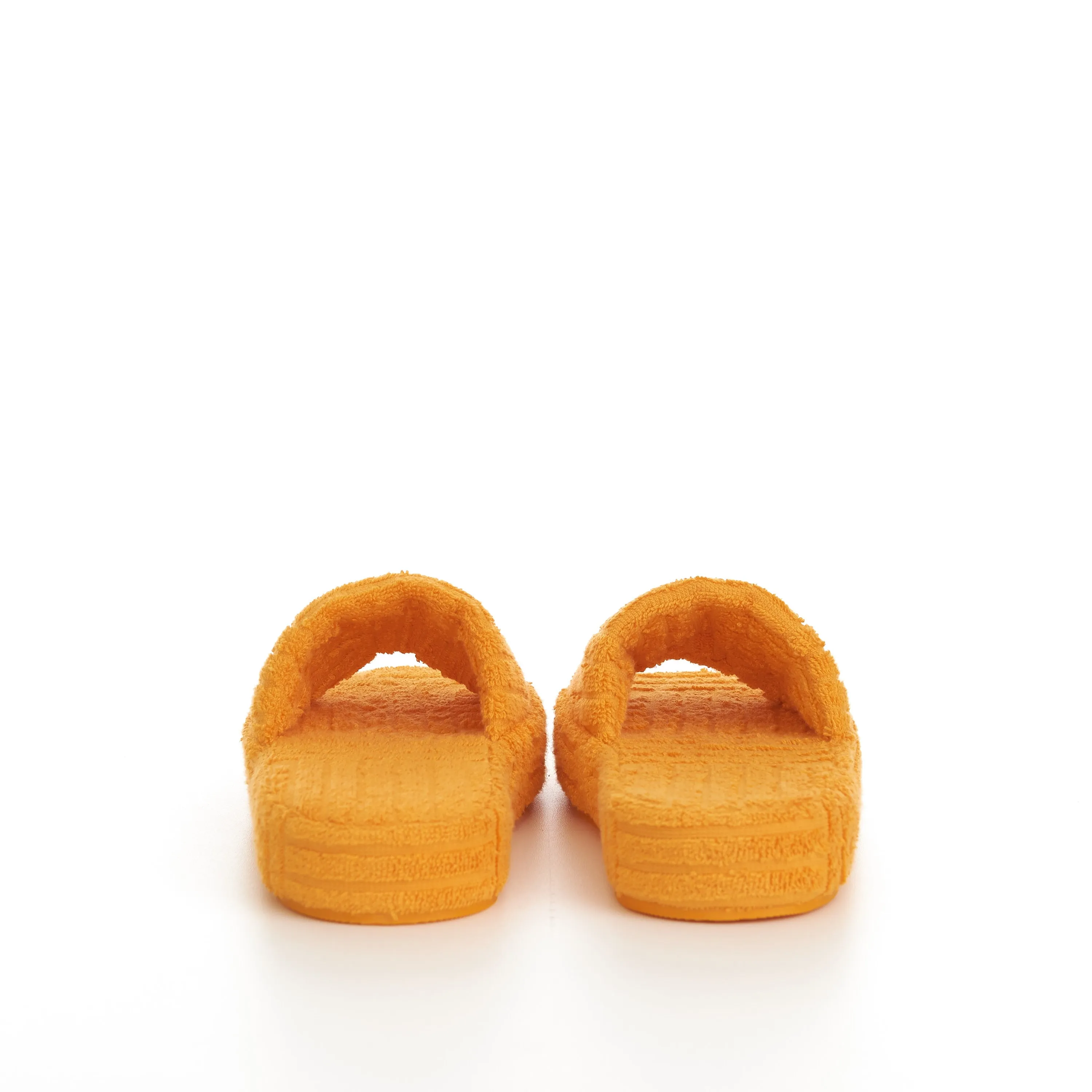 Sponge Slide Sandals In Tangerine Orange Cotton & Rubber