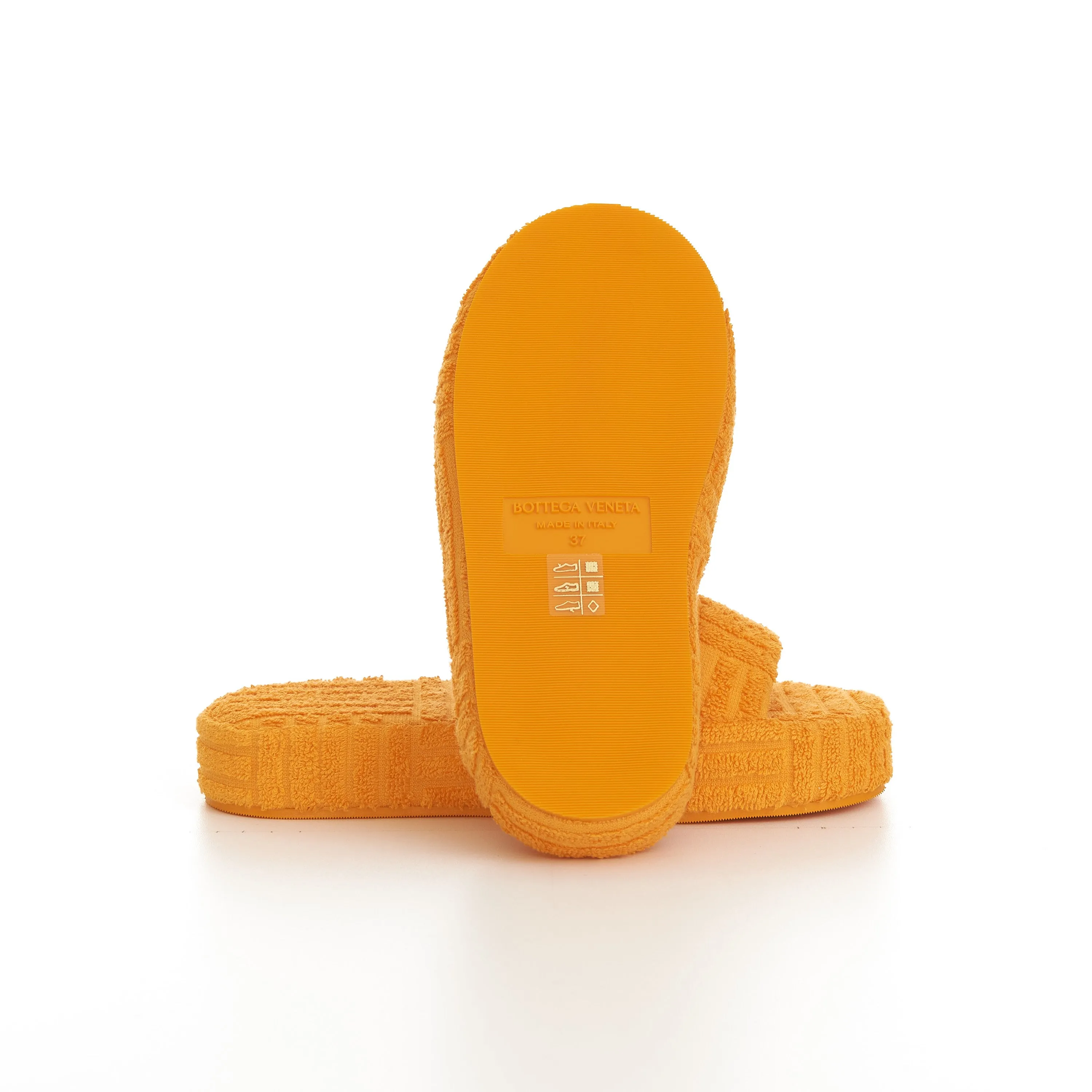 Sponge Slide Sandals In Tangerine Orange Cotton & Rubber