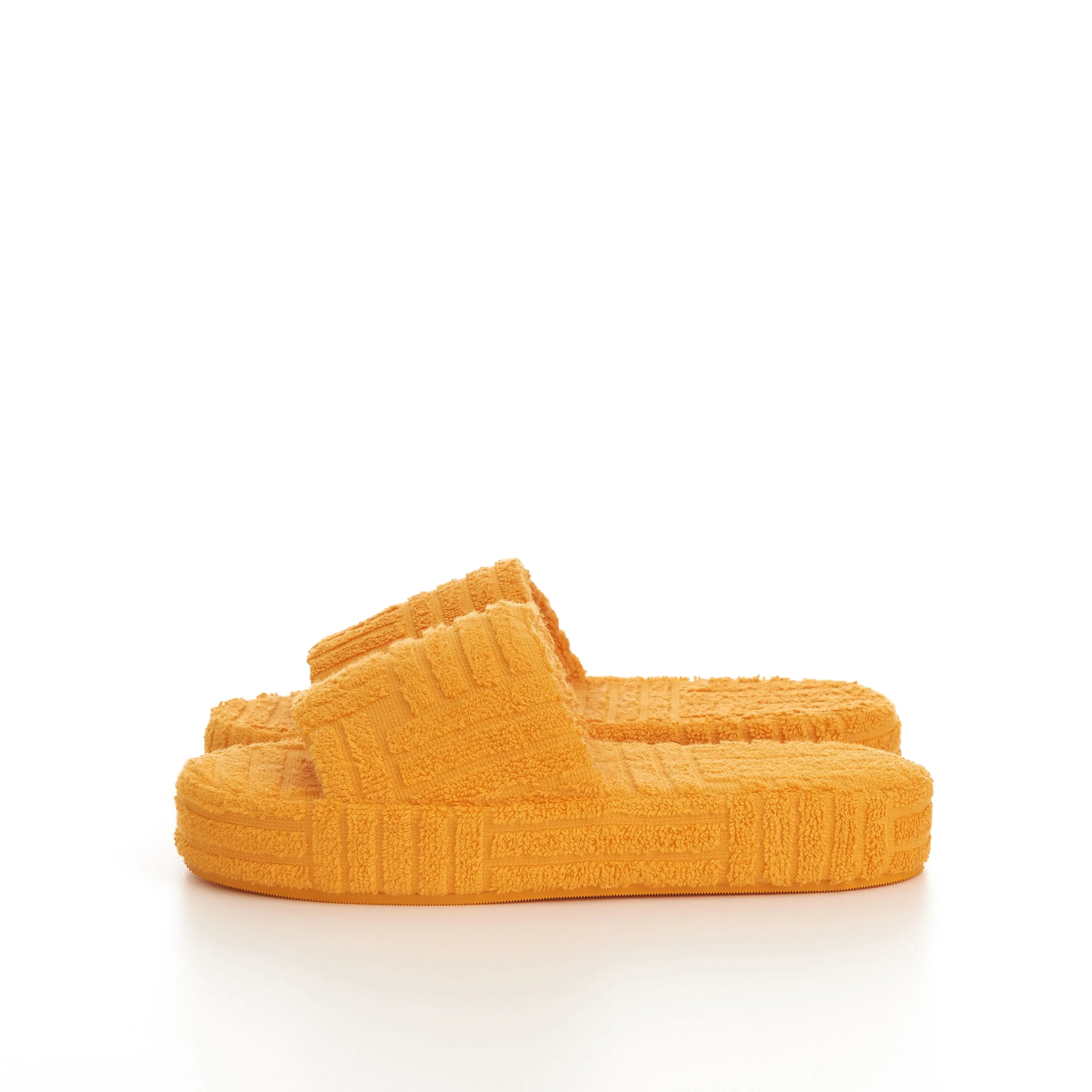 Sponge Slide Sandals In Tangerine Orange Cotton & Rubber
