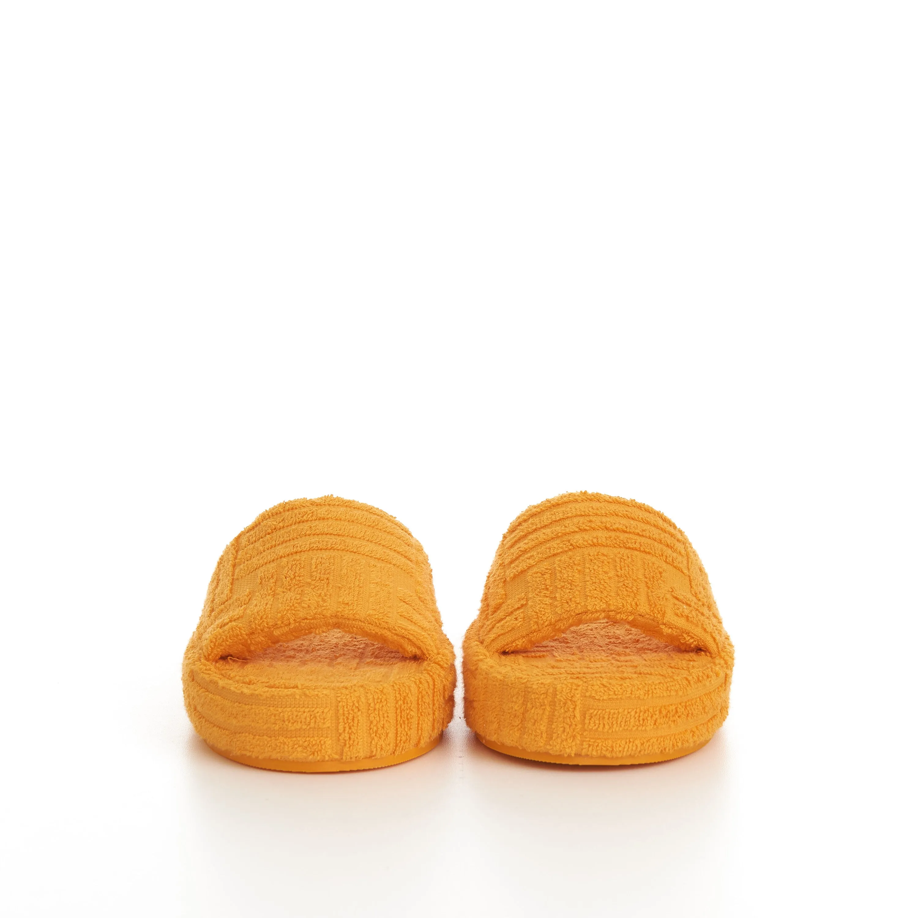 Sponge Slide Sandals In Tangerine Orange Cotton & Rubber