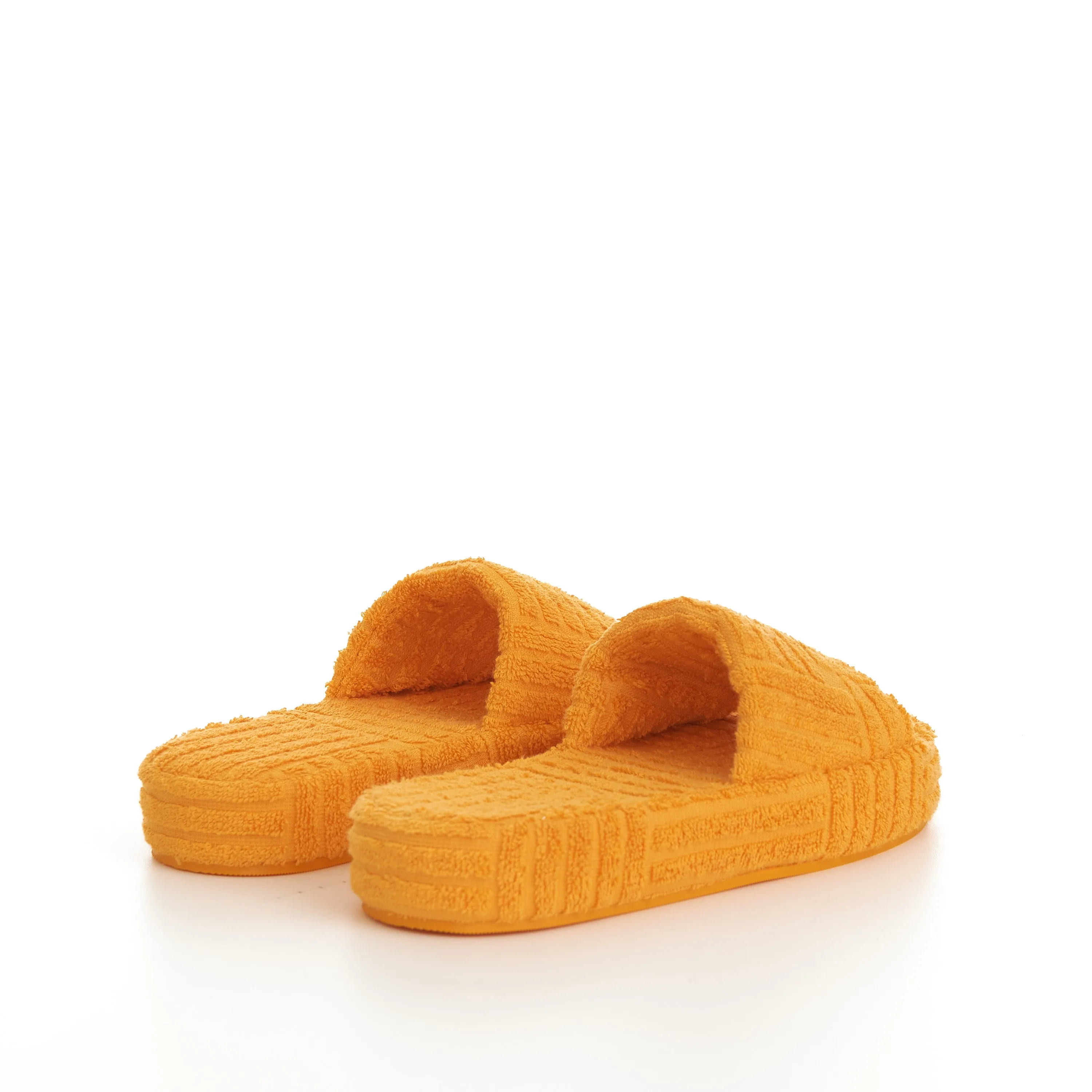 Sponge Slide Sandals In Tangerine Orange Cotton & Rubber
