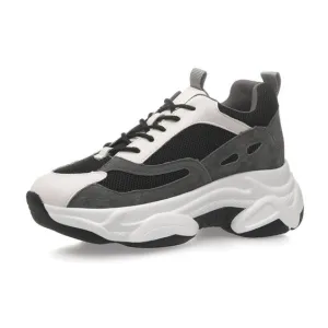 Stylish Color Block Leather Platform Dad Sneakers