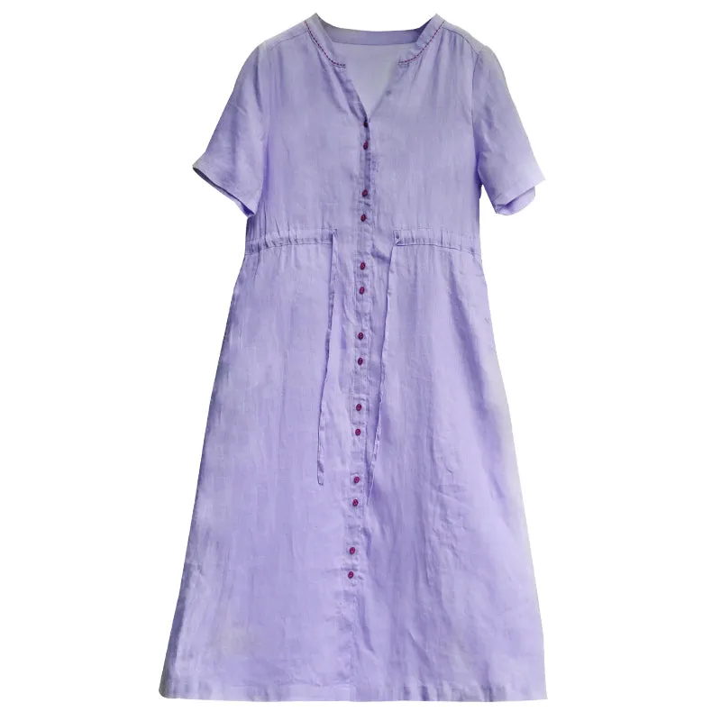 Summer 100% Linen Outfit Summer Women dresses WC961836