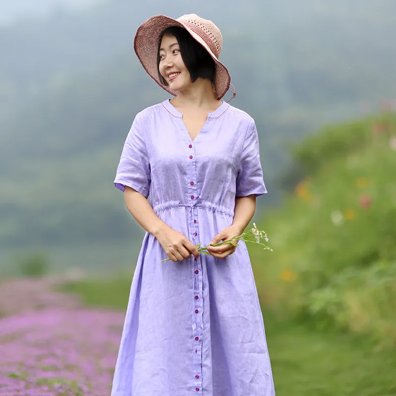 Summer 100% Linen Outfit Summer Women dresses WC961836