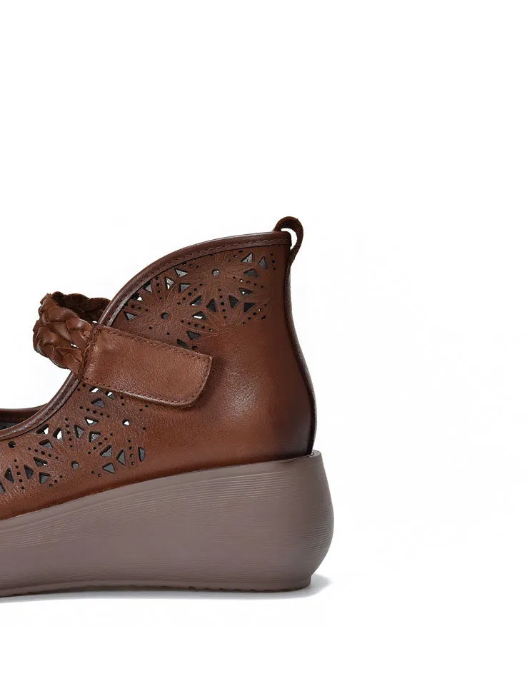 Summer Hollow Comfortable Wide Toe Box Wedge Sandals