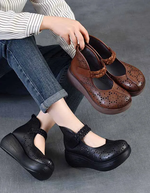 Summer Hollow Comfortable Wide Toe Box Wedge Sandals