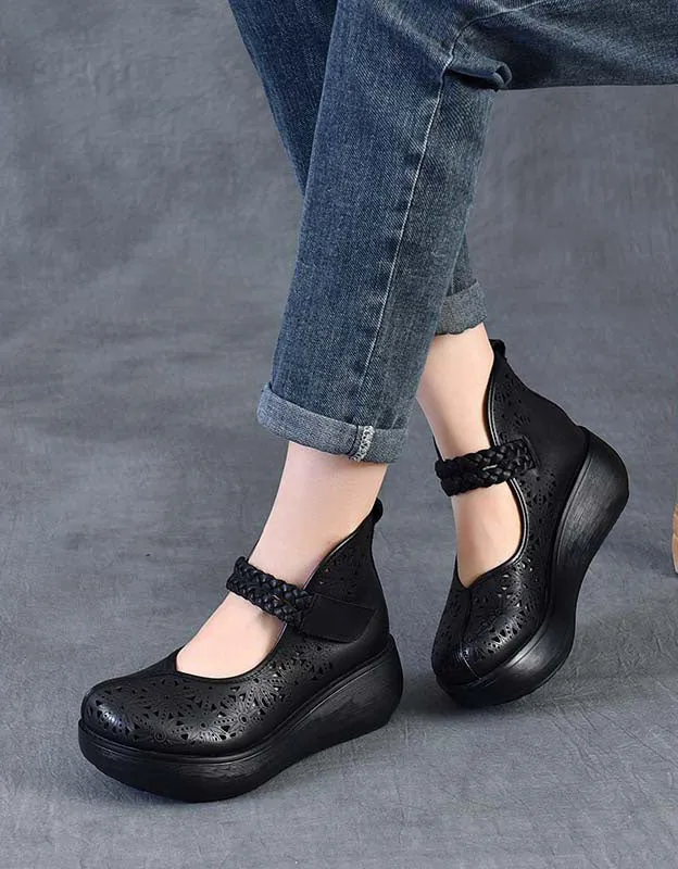 Summer Hollow Comfortable Wide Toe Box Wedge Sandals