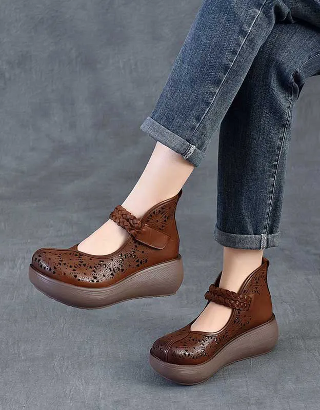 Summer Hollow Comfortable Wide Toe Box Wedge Sandals
