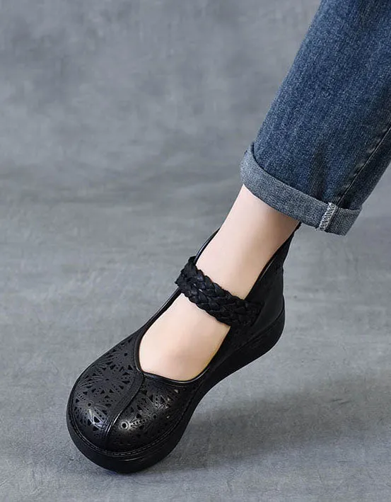 Summer Hollow Comfortable Wide Toe Box Wedge Sandals