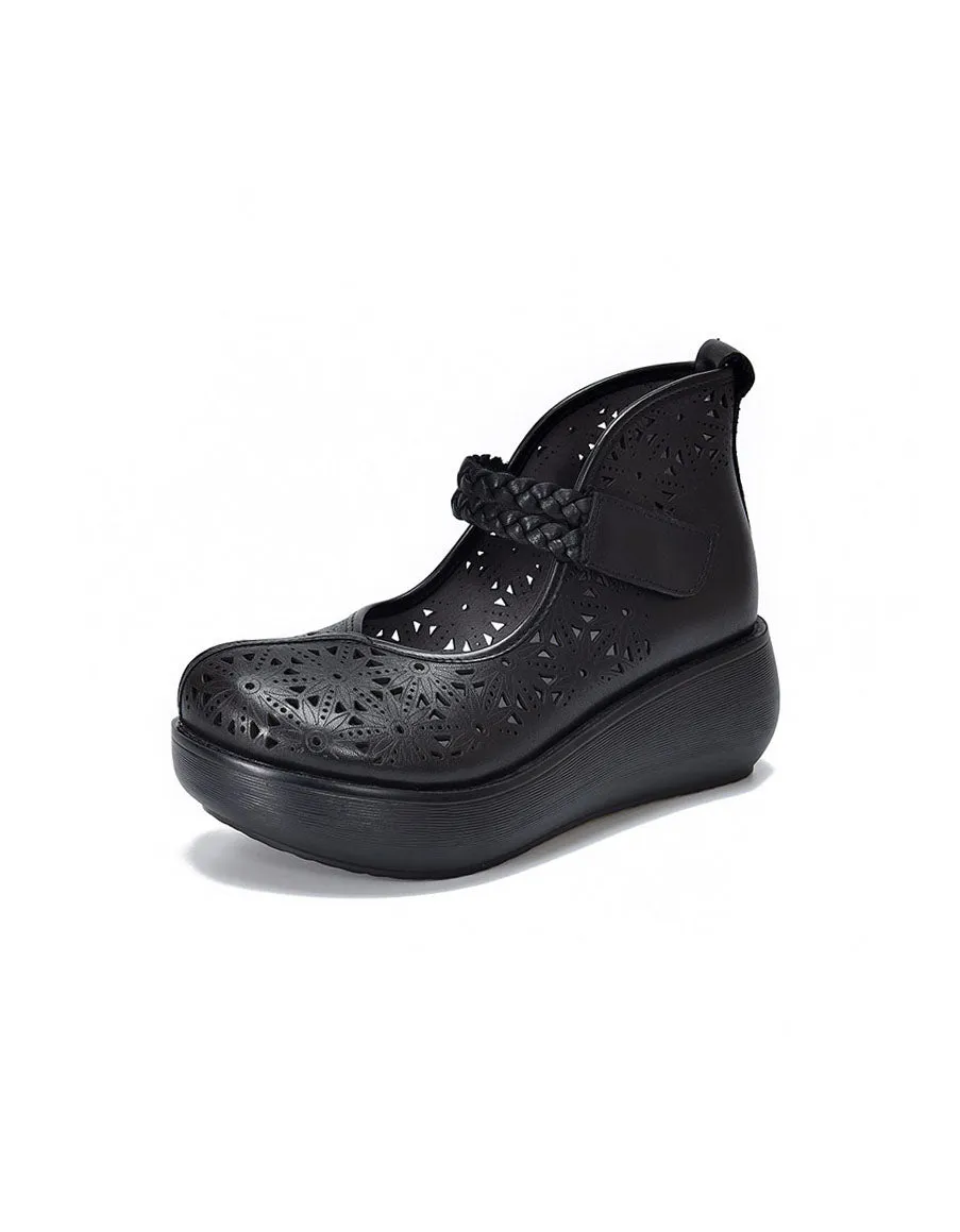 Summer Hollow Comfortable Wide Toe Box Wedge Sandals