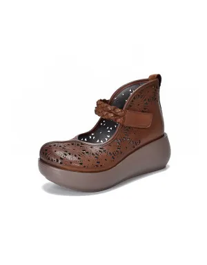 Summer Hollow Comfortable Wide Toe Box Wedge Sandals
