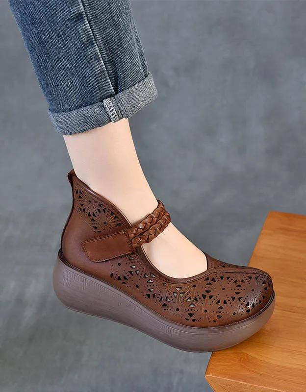 Summer Hollow Comfortable Wide Toe Box Wedge Sandals