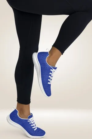 TGC Boutique Leather Print Lace Up Blue Sneakers