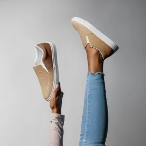 TGC Boutique Nude Leather Print Slip On Canvas Shoes