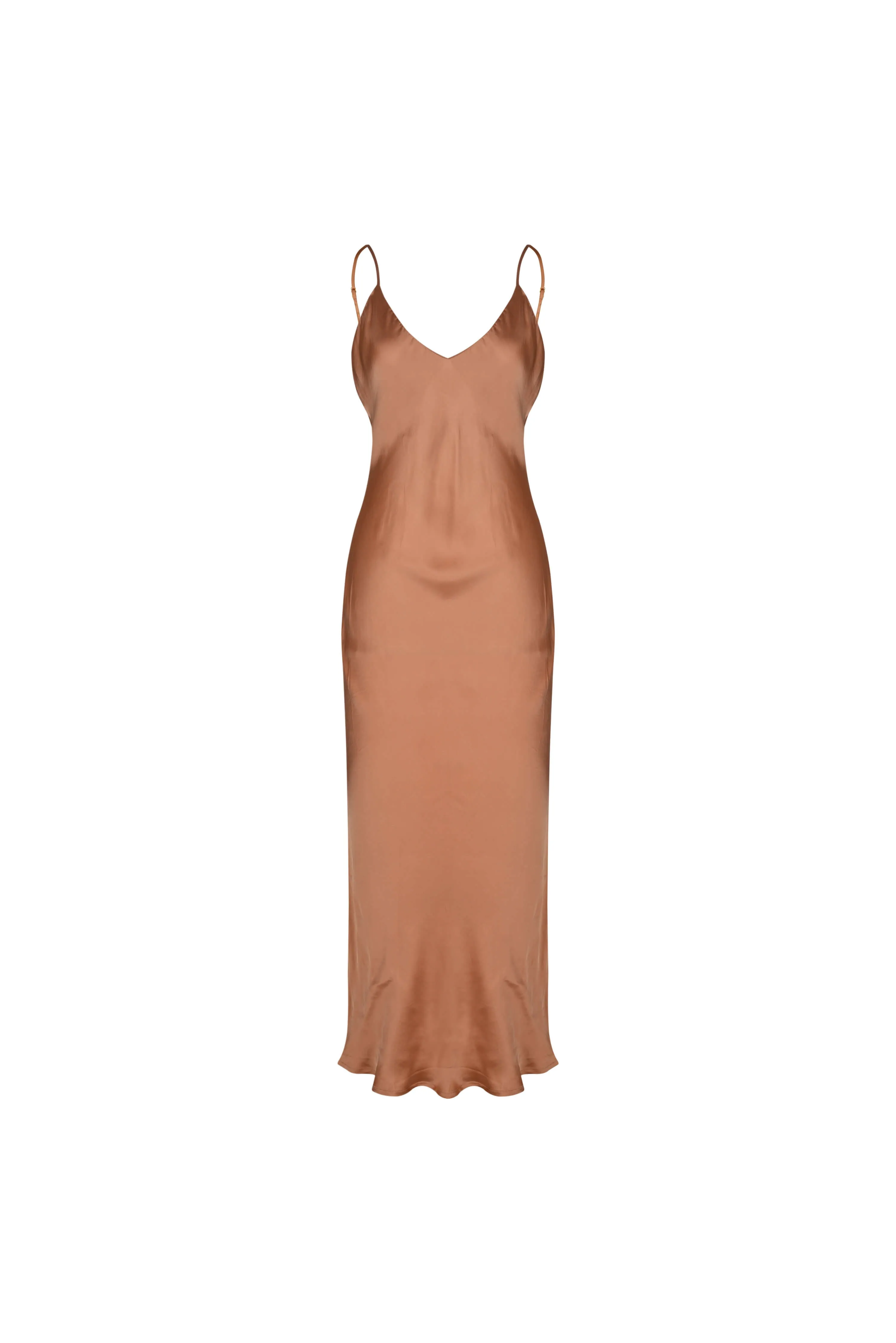 Valentina Long Satin Dress Mocha Mousse
