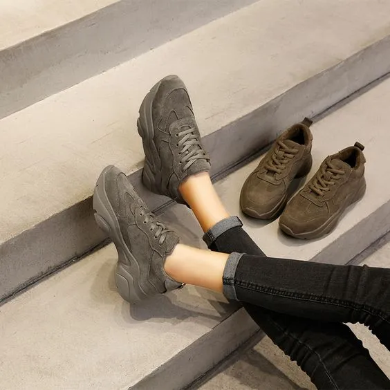 Velvet Platform Dad Sneaker Shoes