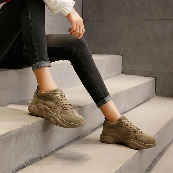 Velvet Platform Dad Sneaker Shoes