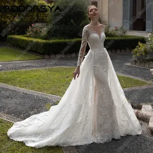 Wedding Guest Dresses: Mermaid Wedding Dress Elegant Long Sleeve Tulle Bridal Gowns