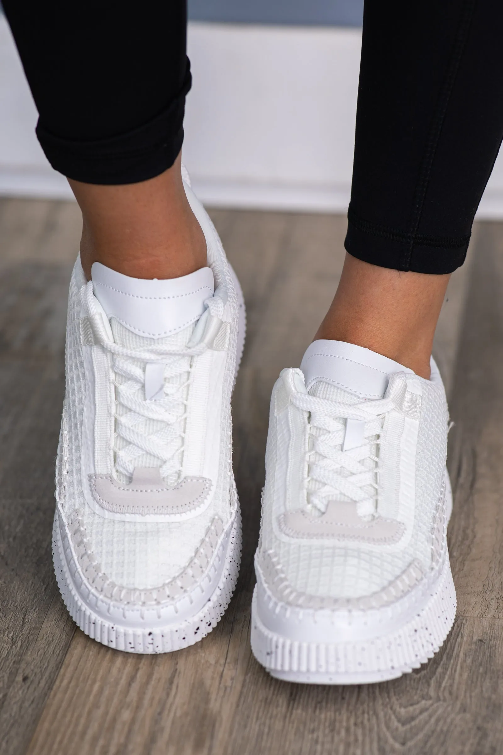 White Platform Knit Sneakers
