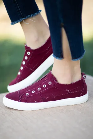 Wine and White Slip On Sneakers